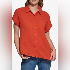 Calvin Klein Short Sleeve Button Front Camp Shirt Size 1X